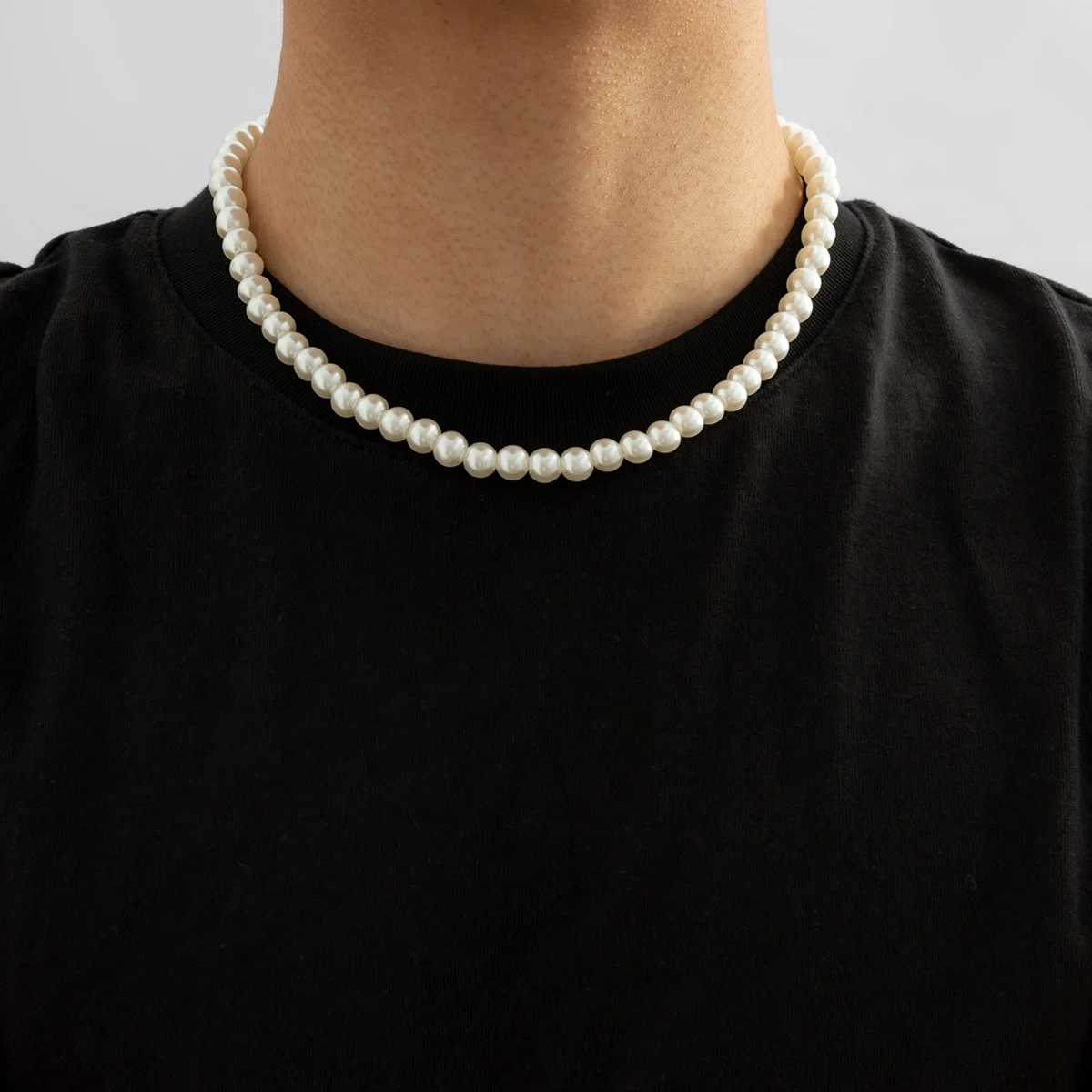 Modny, wyszyty koralikami imitacja perły krótki naszyjnik typu Choker mężczyźni proste ręcznie robione koraliki łańcuszek naszyjniki 2023. modna biżuteria kołnierz