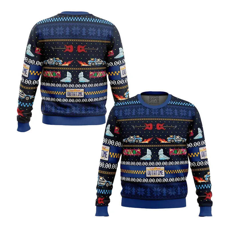 Men's Back To The Future Ugly Christmas Sweater Simple Fashionable Different Patterns Suitable For Christmas Movie Night
