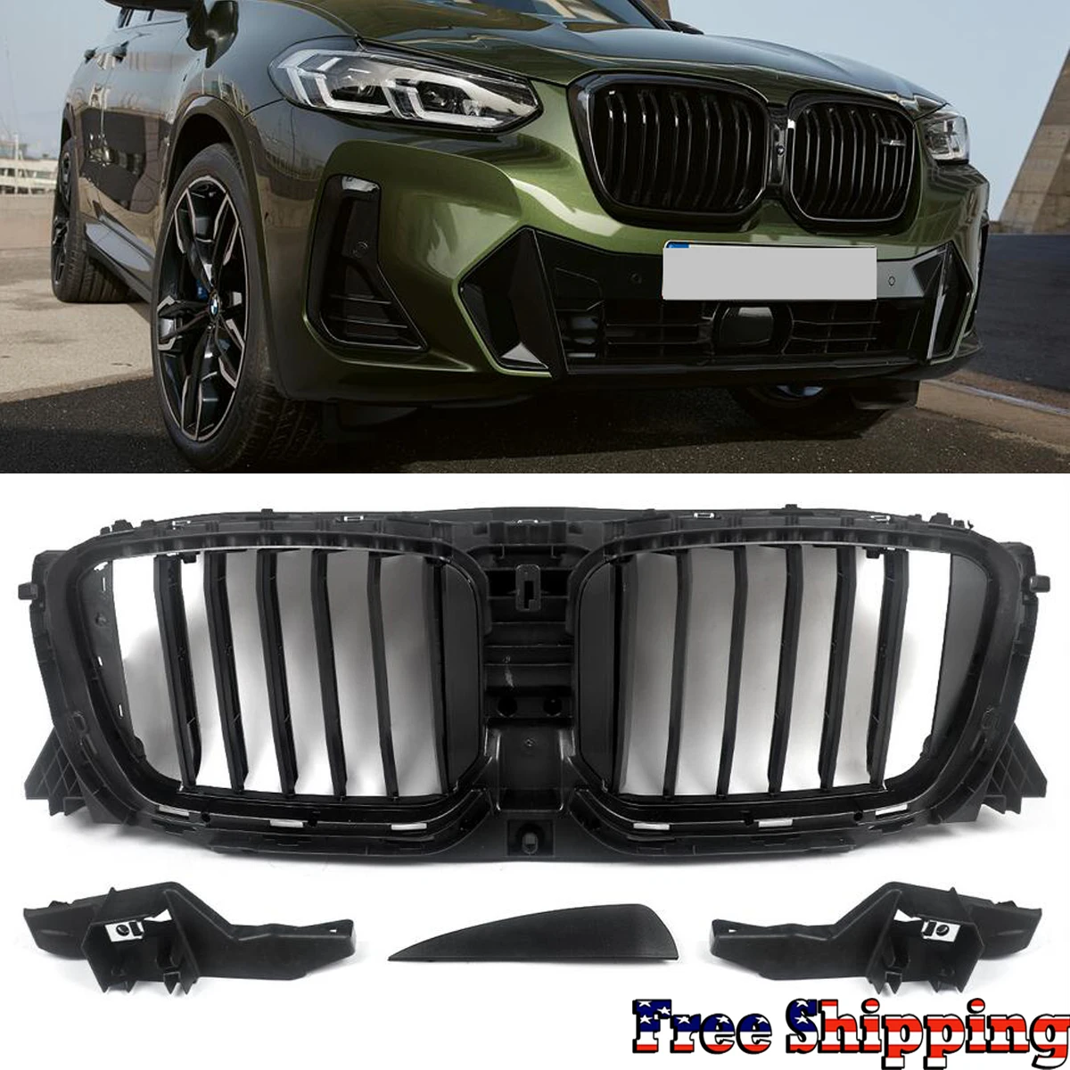 SAIQINGSP 2021 2022 2023 Front Upper Radiator Grille Active Air Shutter For BMW LCI X3 G01 X4 G02