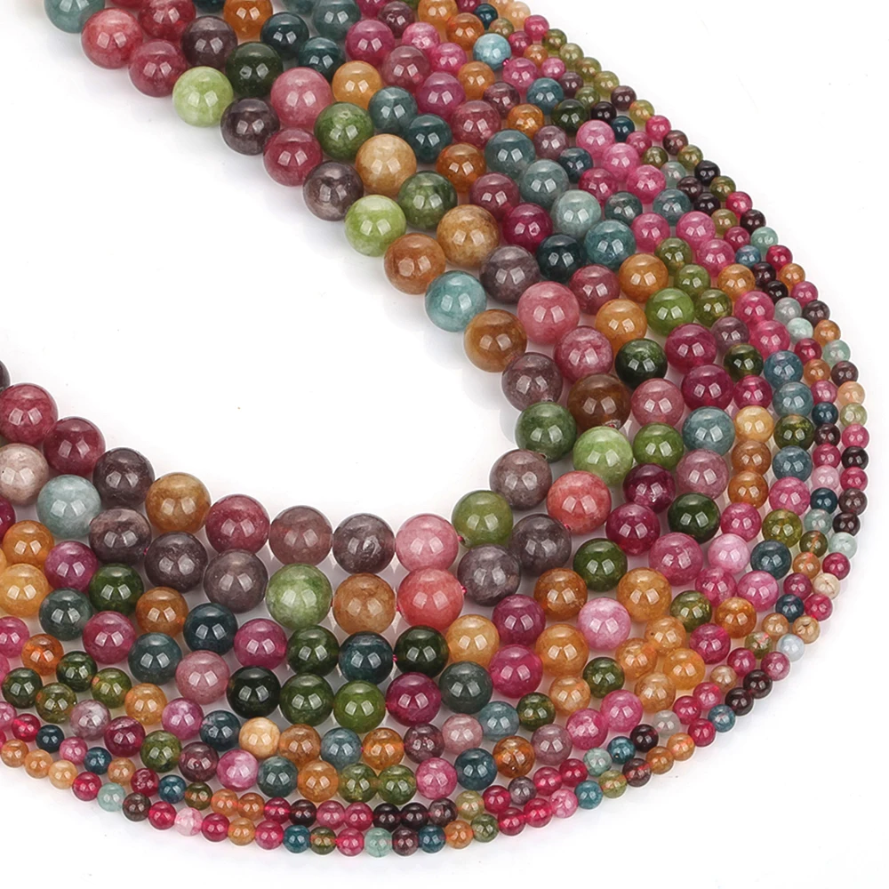 Natursteinperlen, 4–10 mm, mehrfarbig, Chalcedon, rund, lose Abstandsperlen für die Schmuckherstellung, DIY-Armbänder, Ohrringe, Zubehör