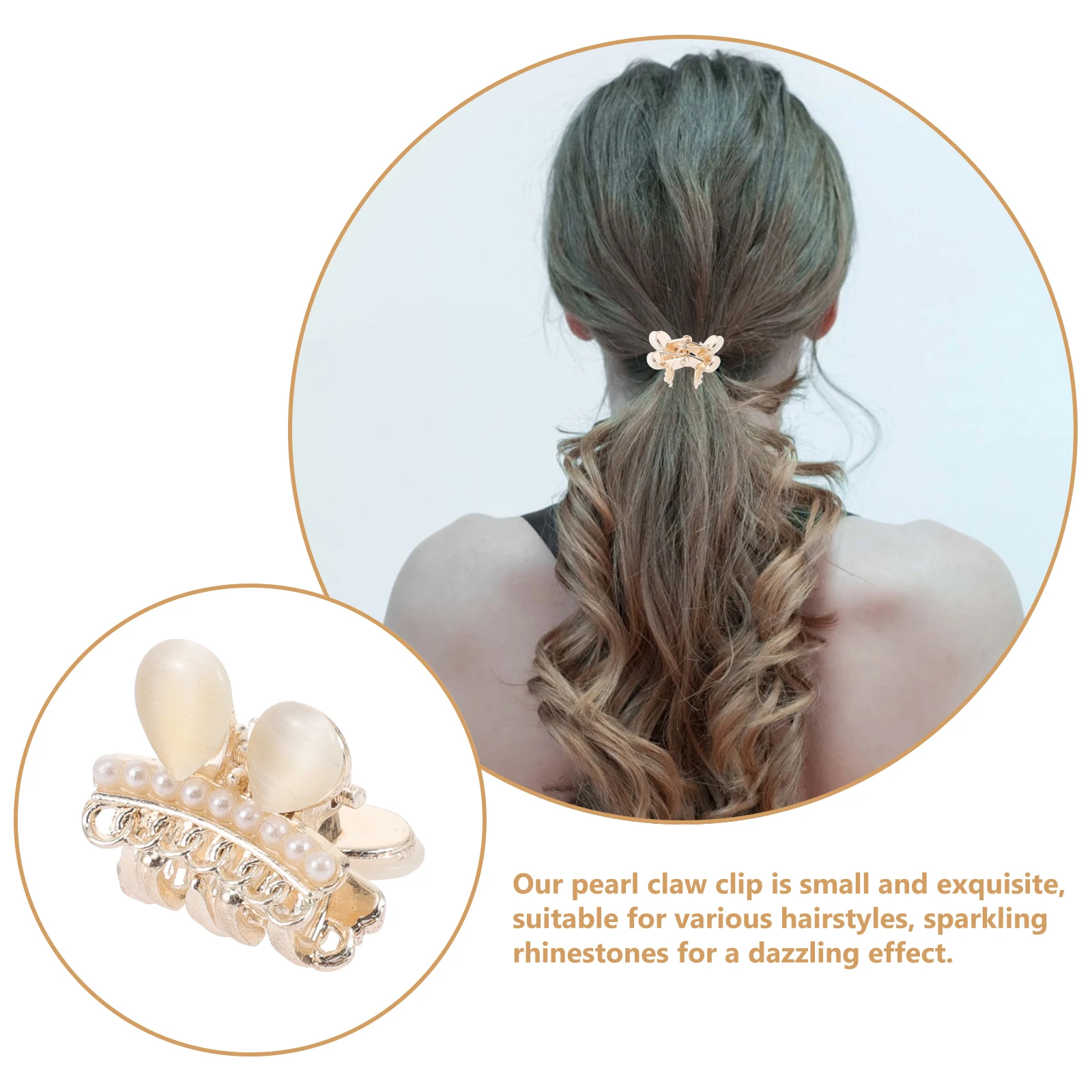 

Pearl Hair Claw Clips Small Elegant Rhinestone Firm Grip Easy Use Teens Women Accessories Mini Pearl Hair