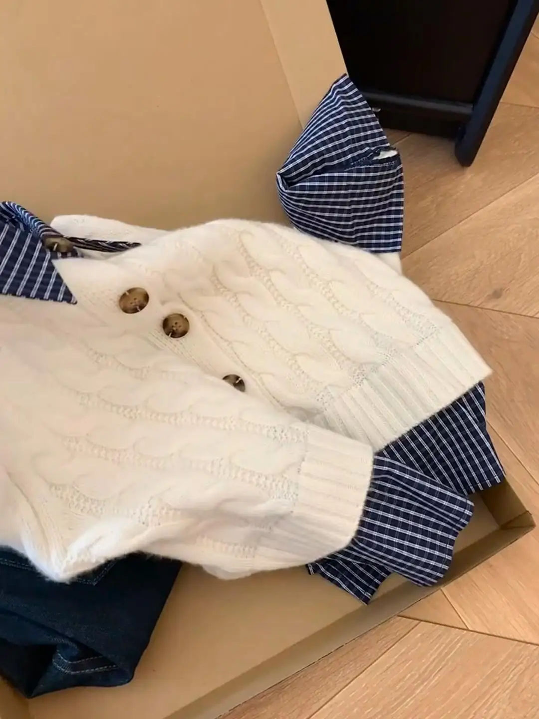 

Korean Sle Fake Two-Piece irt over Sweater Women's Autumn Winter Base Knitted Open Cardigan Outerwear Faion Commute S...