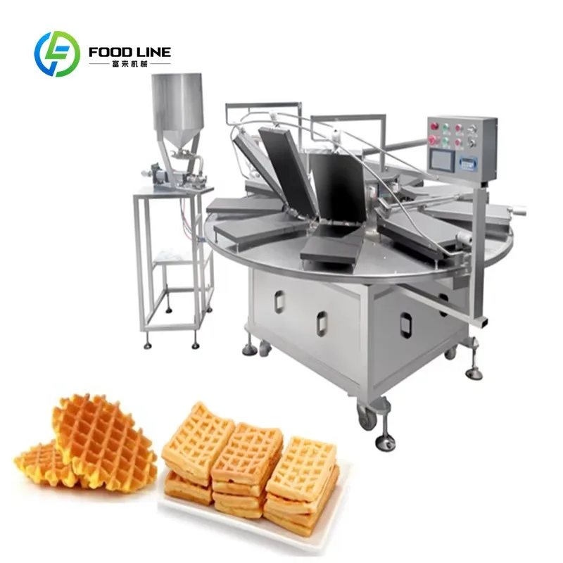 Automatic New Electric SUS304 Waffle Machine with Round Slices and Egg Roll Board