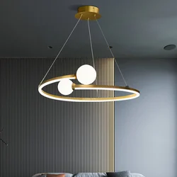 Plafonnier LED en Forme d'Anneau de Couleur Or au Design Nordique, Luminaire Décoratif de Plafond, Idéal pour une Salle à Manger, une Cuisine ou une Chambre à Coucher