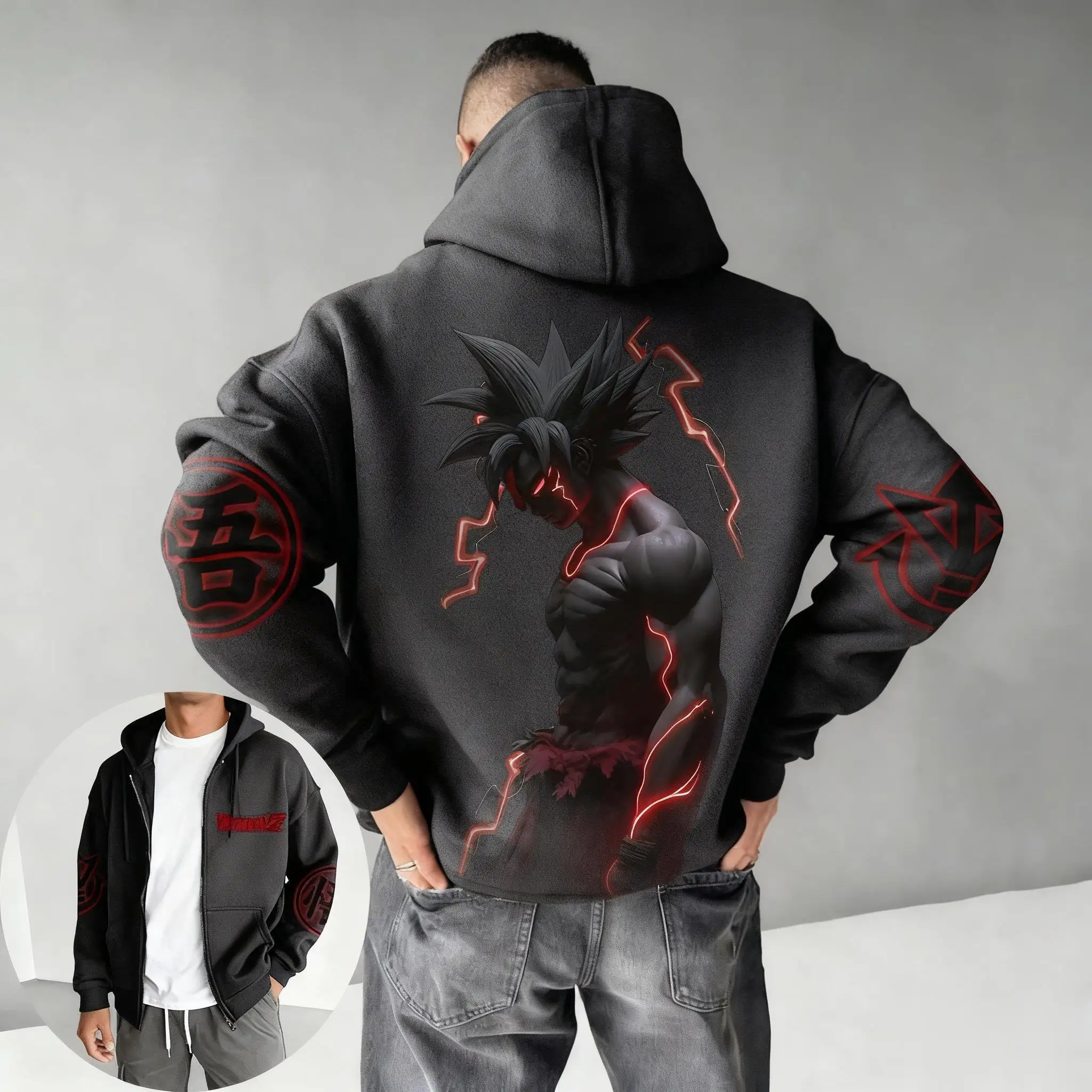 Unisex Anime Dragon Ball Goku Streetwear Felpa con cappuccio vintage con cerniera Uomo Donna Primavera Autunno Nuova felpa casual Top a maniche lunghe