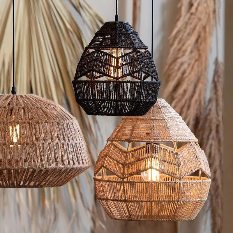 

Medieval bamboo rattan chandelier Hand-woven Homestay hot pot restaurant Garden home decor art Wabi-Sabi retro pendant light