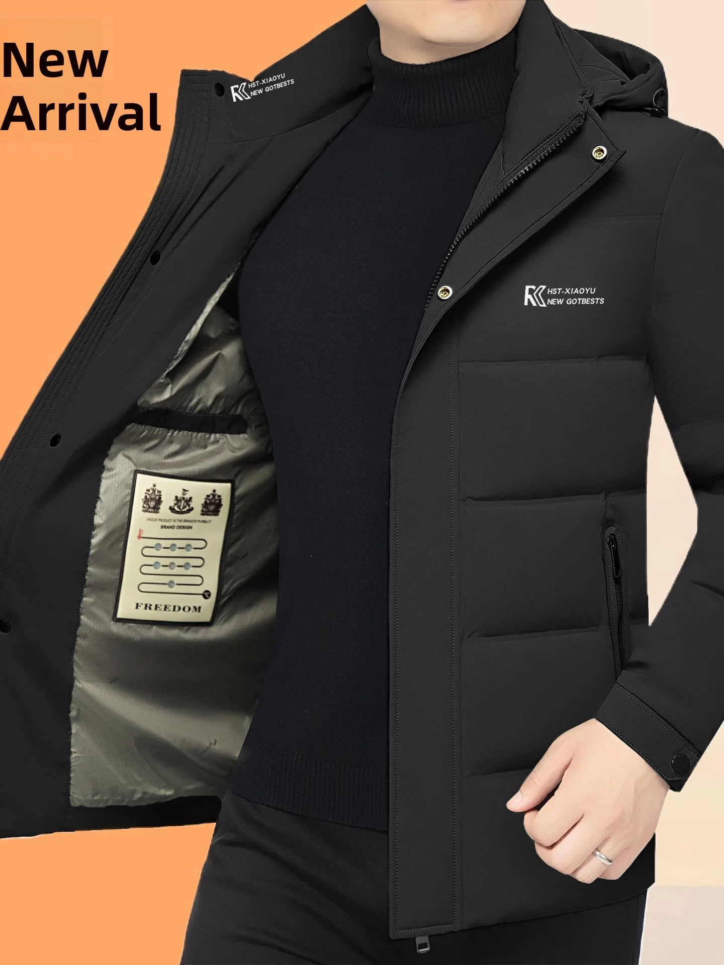 

Мужская зимняя куртка с капюшоном, утепленная, приталенная, на гусином пуху, теплая, повседневная, для города, для холодной погоды