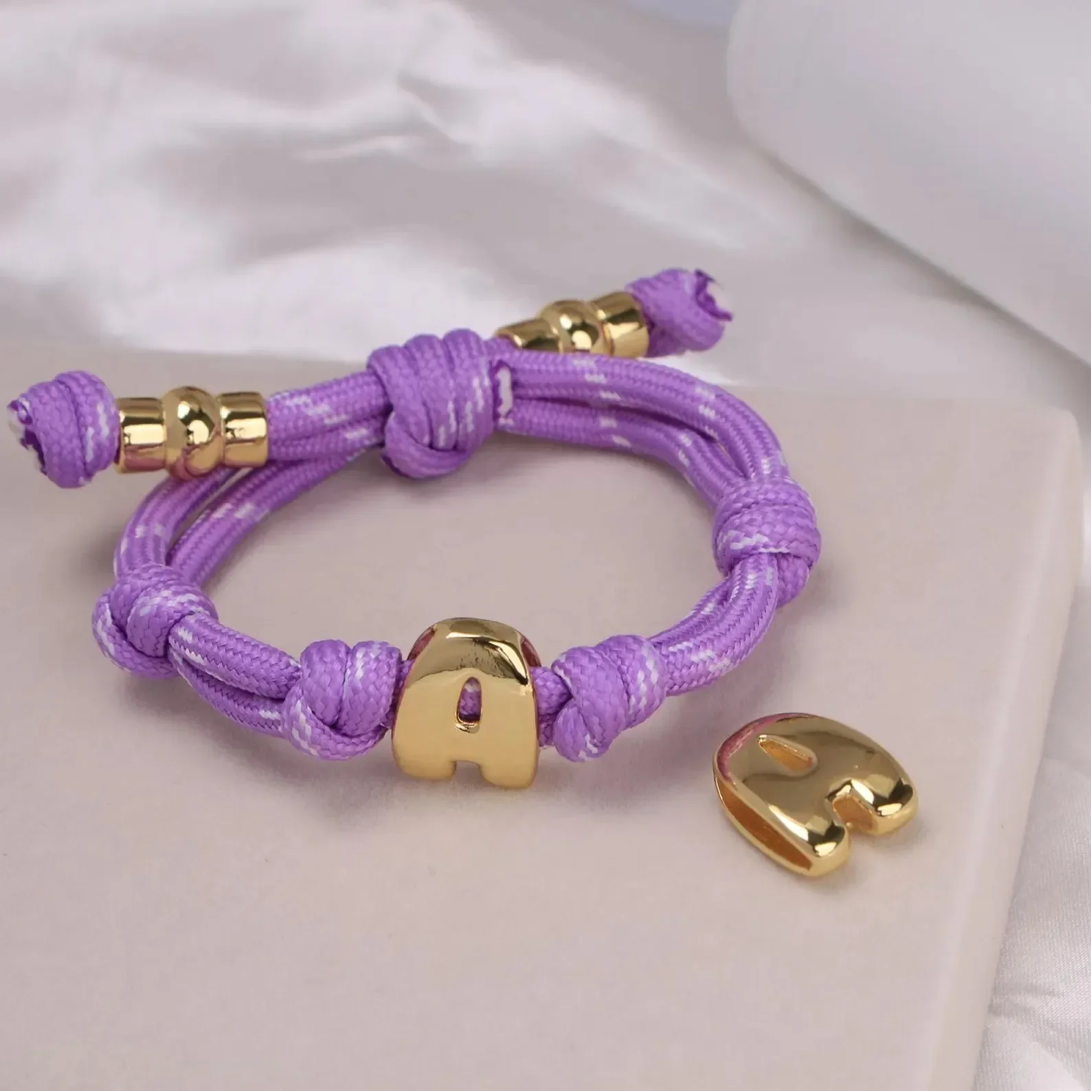 

Custom Bubble Letter Initial Bracelet Personalized Knotted Initial Bracelet Minimalist Rope Cord Knotted Bracele Jewelry for Her