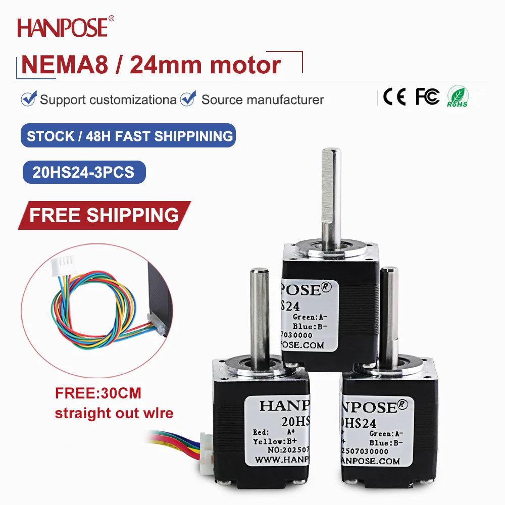 NEMA8  3PCS 20HS24 Miniature Stepper Motor 0.012N. m 0.4A 3D Printing Accessories Motor Manufacturer Direct Sales in Stock