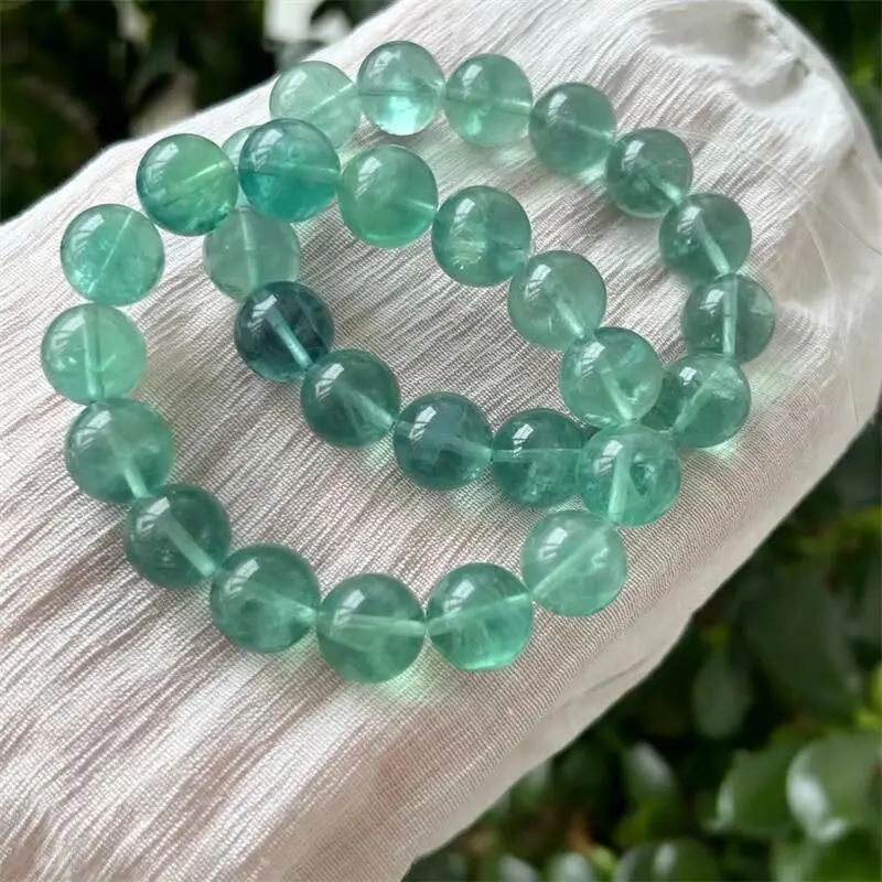 

14MM Natural Blue Green Fluorite Bead Bracelet Gemstone Crystal Jewelry For Women Healing Bohemia Holiday Gift 1pcs