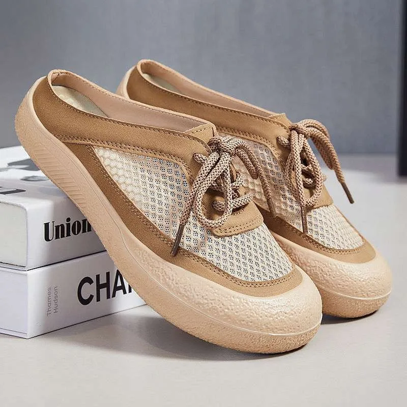 

Wear It Outside Fashion Slippers Mesh Breathable Sand Beach Women Shoes Summer Ladies Mules Comfortable Soft Sole Flat Slipper