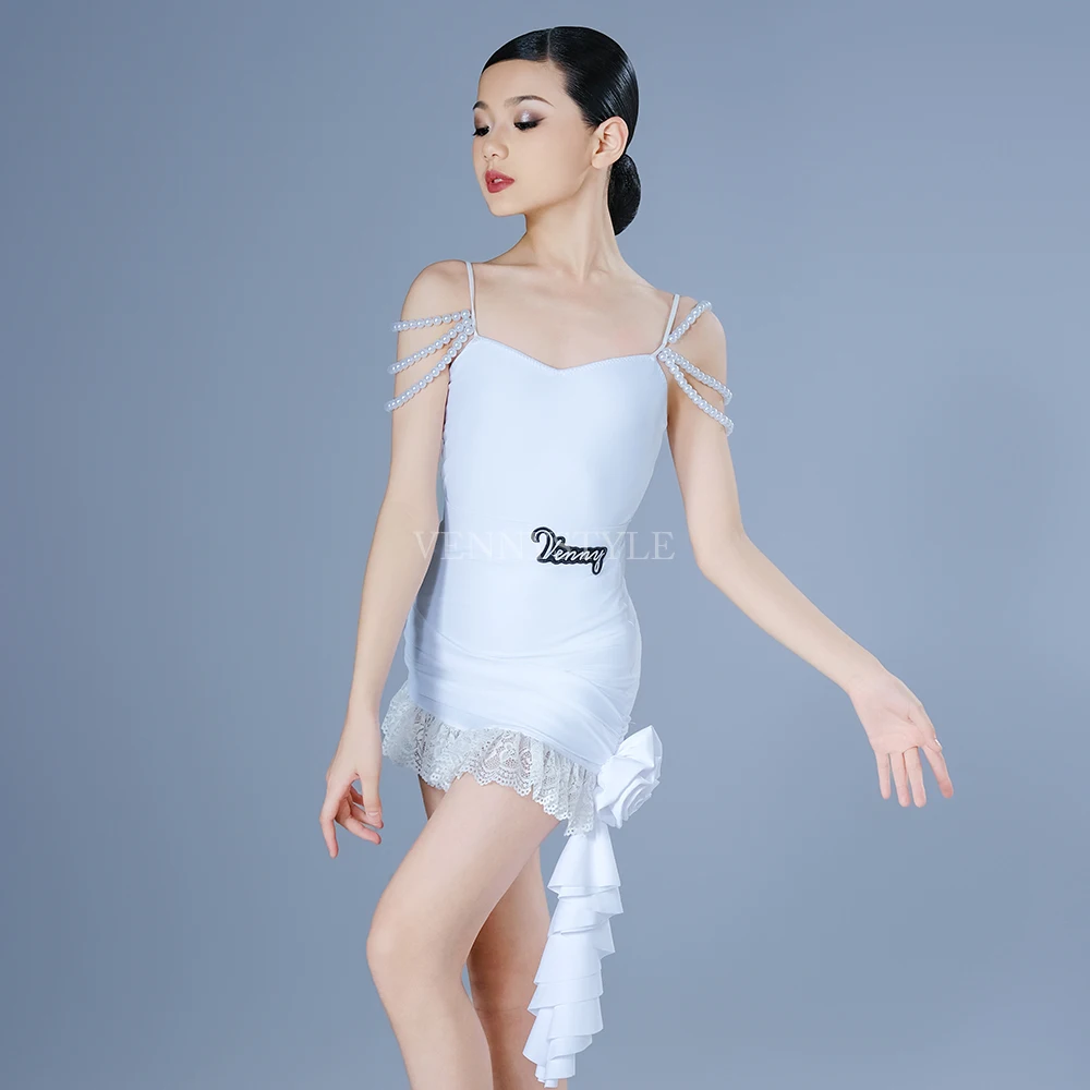 

Vennystyle Latin Dancewear 2025 New SS Halter Top Practice Wear with Lace Trim - Fashion High-End Separate Training Suit