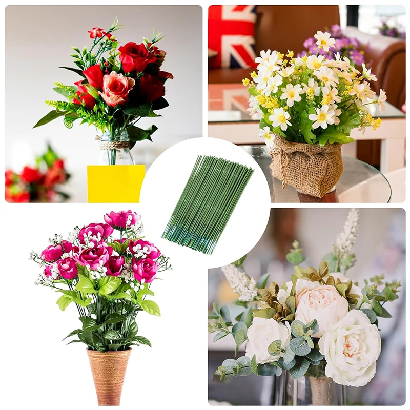 100 PCS Artificial Flower Stem Plastic Flower Stem Hydrangea Rose Flower Head Stick Rod For DIY Wedding Decor Craft Accessory