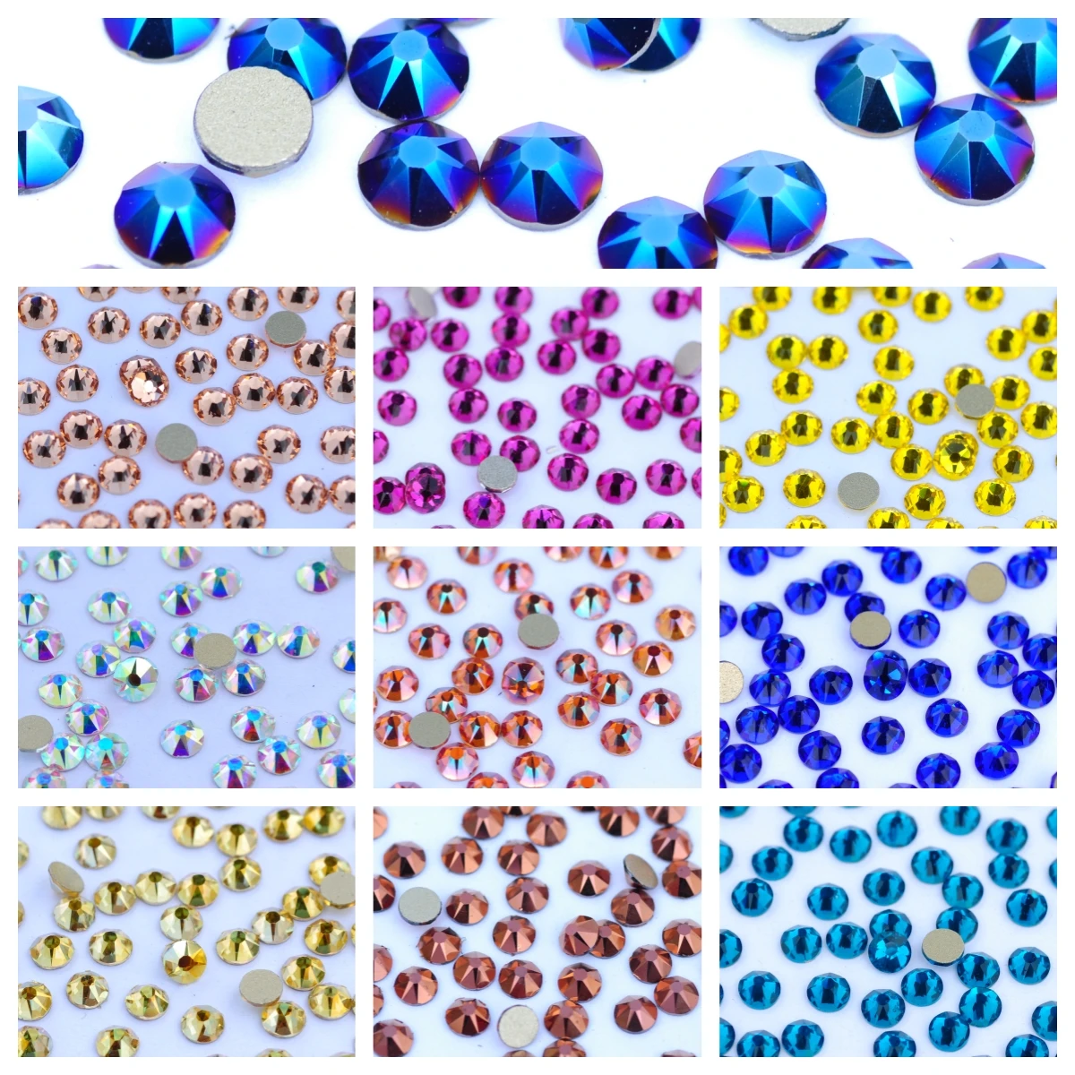 

PUBRILEX 2088NoHF SS10-SS40 8big 8small Top Non Hotfix rhinestones flatback Round Gems Nails Art Crystal Diy Clothes