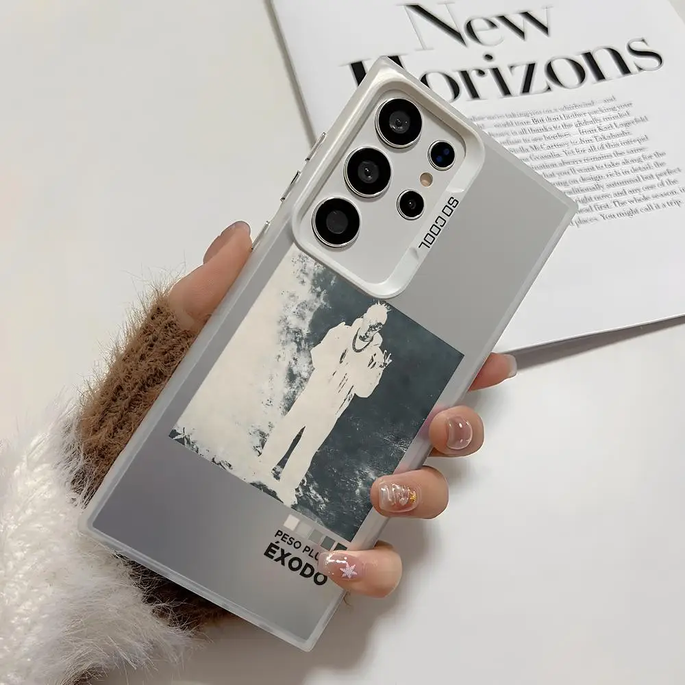 حافظة هاتف Pop P-Peso Pluma لهاتف سامسونج جالاكسي S25 Edge S24 S23 S22 S21 S20 Ultra Funda حافظة هاتف فضية ملونة من السيليكون