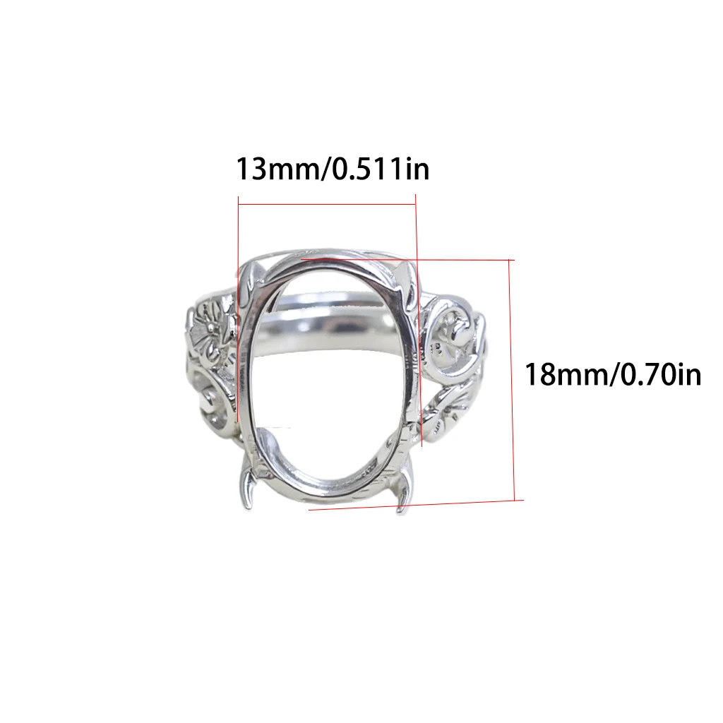 2Pcs Hollow Flower Ring Blank 4 Claw Prong Ring Setting Brass Adjustable Oval 13*18mm Ring Bases Settings for DIY Jewelry Making