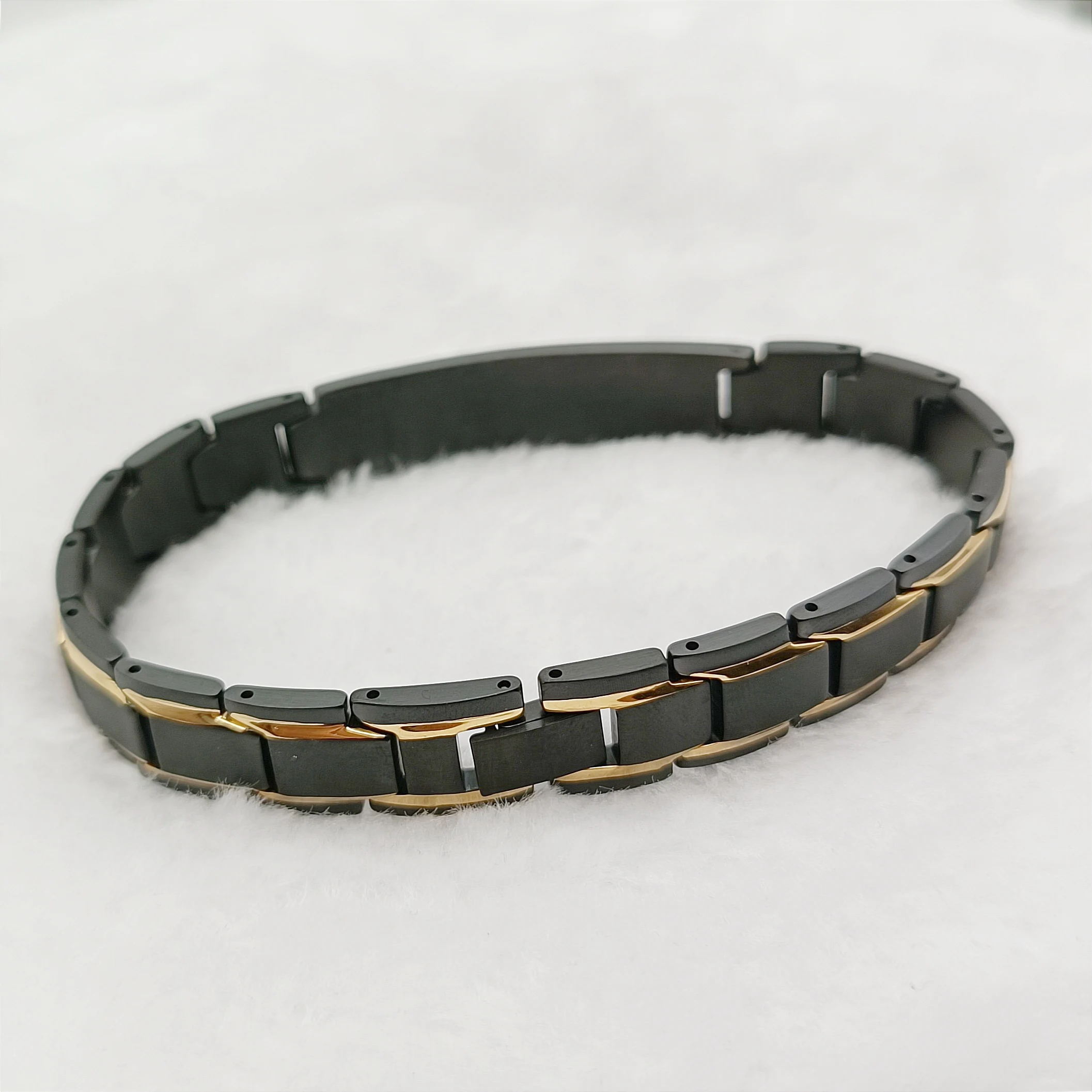 Designer Western Fashion Jewelry Bracelets For Men Cool Bicolor Black Surgical Stainless Steel Magnetic Bracelet Male Boys