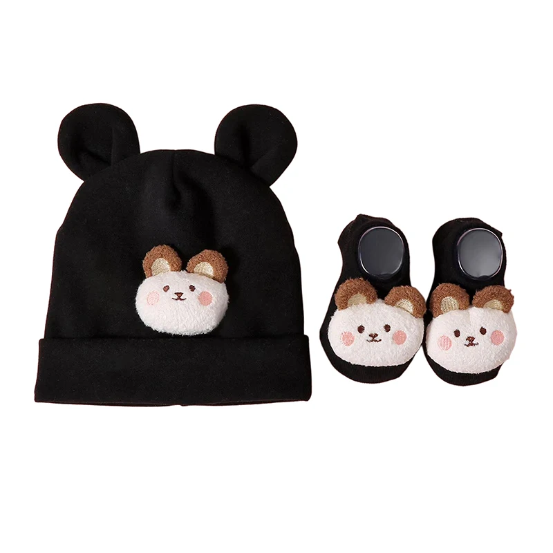 

Тюрбан для новорожденных от 0 до 12 месяцев, комплект носков, милые мягкие шапки принцессы для девочек, индийские шапки с мультяшными кроличьими ушками, хлопковые носки, детские Sokken