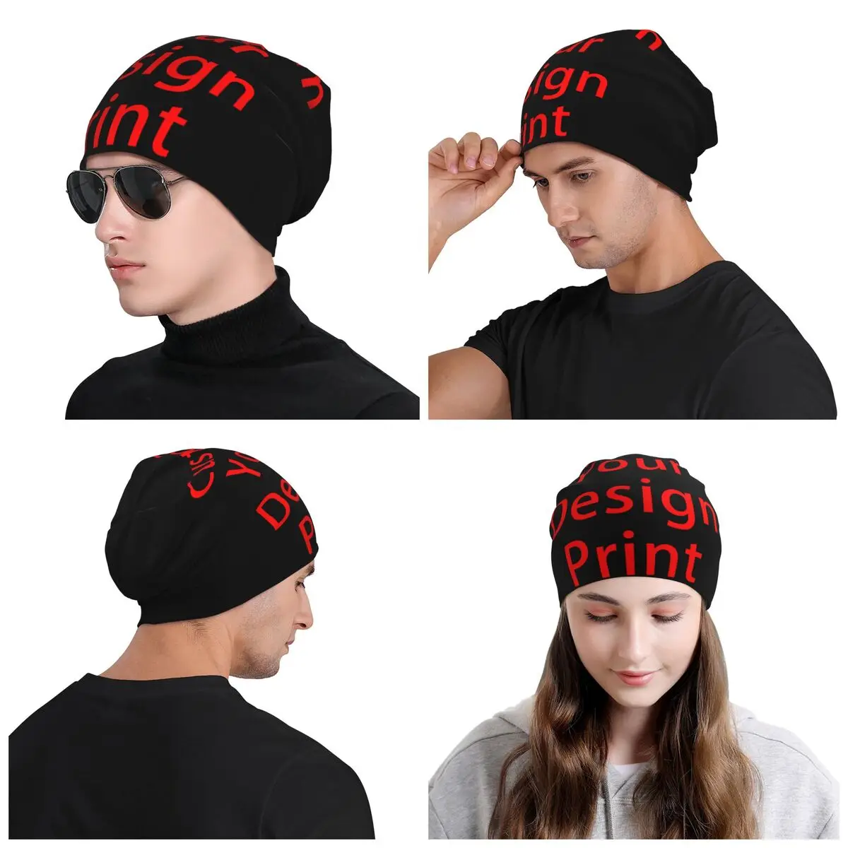 Custom Your Design Skullies Beanies Caps Fashion Winter Warm Knitting Hats Adult Unisex Customized Logo Printed Bonnet Hats