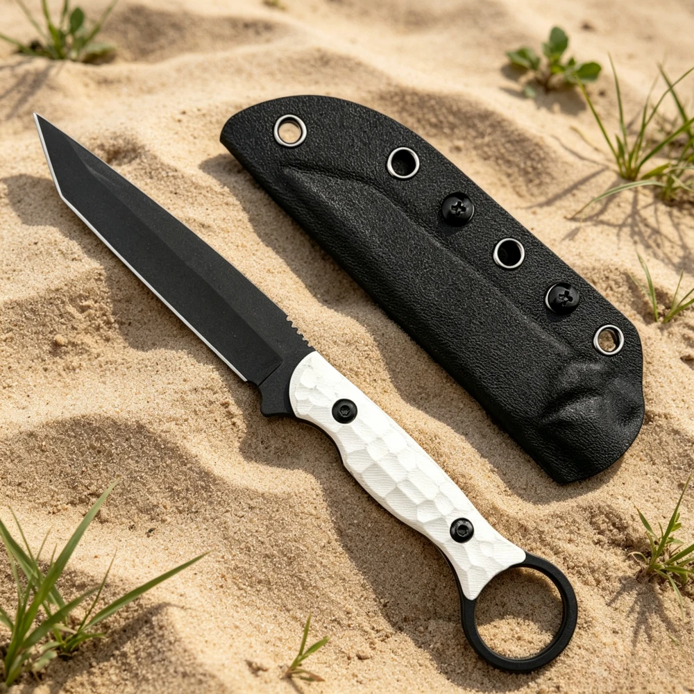 Bushcraft Knife Fixed - มีดพับน้ำหนักเบาสำหรับตั้งแคมป์กลางแจ้ง ด้ามจับ G10 ทำมือ อุปกรณ์ตกปลา EDC