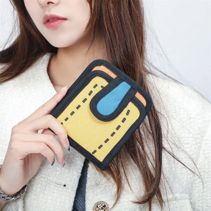 Cartoon Student 3D Wallet New Color Contrast Cute Birthday Gift For Teens Girls Y2K Card Bag Coin Holder Purse Short Wallet