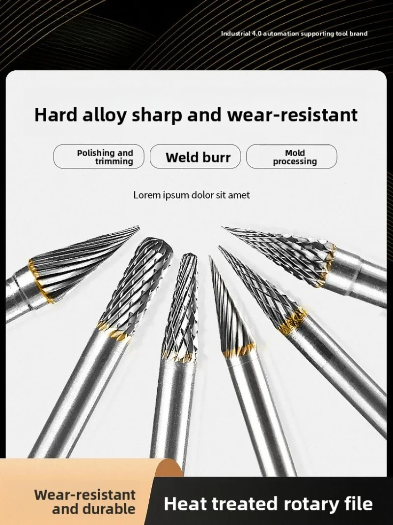 3mm & 6mm Shank Carbide Rotary Burr / Hard Alloy Milling Cutter for Pneumatic Air Grinder & Electric Grinding Machine