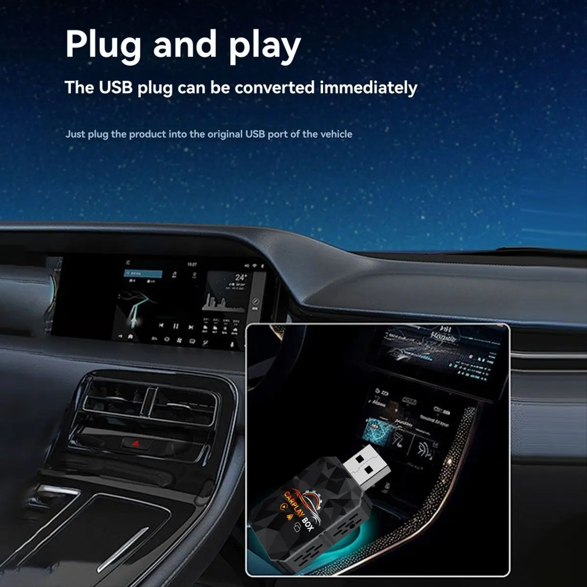 

Беспроводной адаптер Carplay 3 в 1 Carplay Android Auto Airplay Проводной Carplay к беспроводному Bluetooth + Wi-Fi USB-ключ A