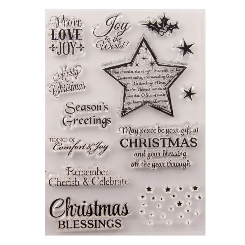 Love You Star/Blessing Words Transparent Silicone Seal DIY Hand Account Album Diary Stamp Finished Product Stamp Christmas