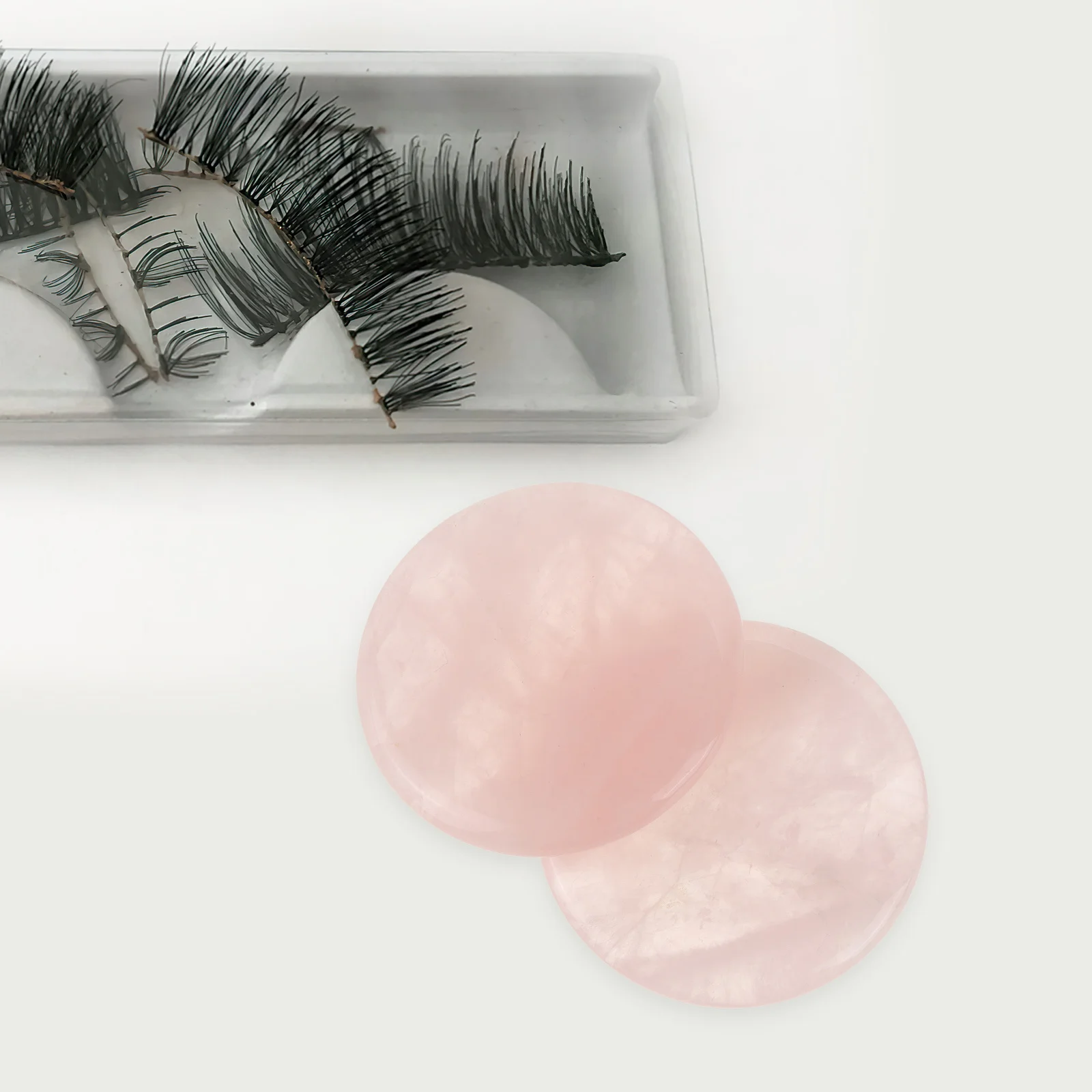 2 個の翡翠石まつげエクステンションツールプレミアムグルーパレットパッドは、速乾性を防ぎ、まつげの適用に長く使用できます。