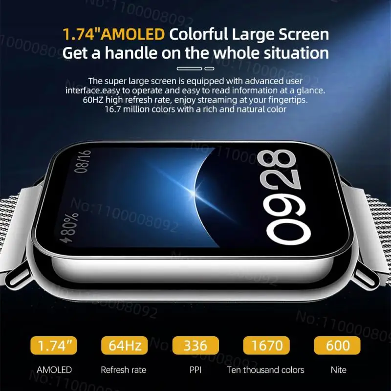 Original Xiaomi Mi Band 8 Pro Blood Oxygen 1.74 AMOLED Screen Fitness Bracelet Miband8 Pro Fitness Mi Smart Band 8 Pro Sensors