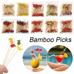 100Pcs Disposable Bamboo Picks Fruit Sticks For Kids Cocktail Decoration Picks Salad Sandwich Buffet Toothpicks Party Supply