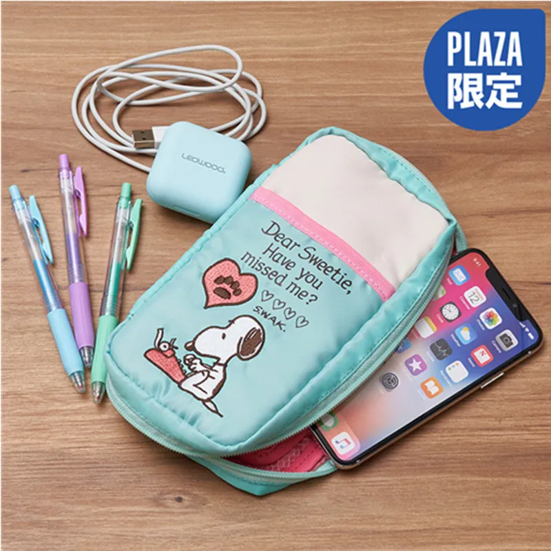 Bolso de Mano con Bordado Creativo de Snoopy, Estuche Cosmético, Bolsa de Lápices de Gran Capacidad para Estudiantes, Bolso Tipo Clutch