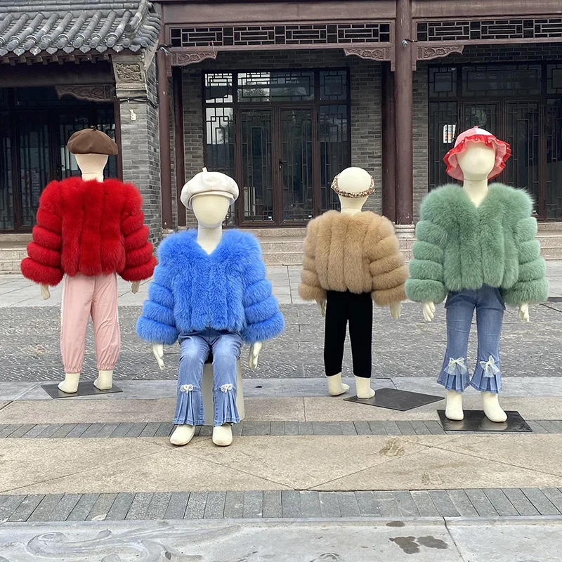 معطف فرو الثعلب المقلد لعام 2025 معطف فرو دافئ وسميك للأطفال