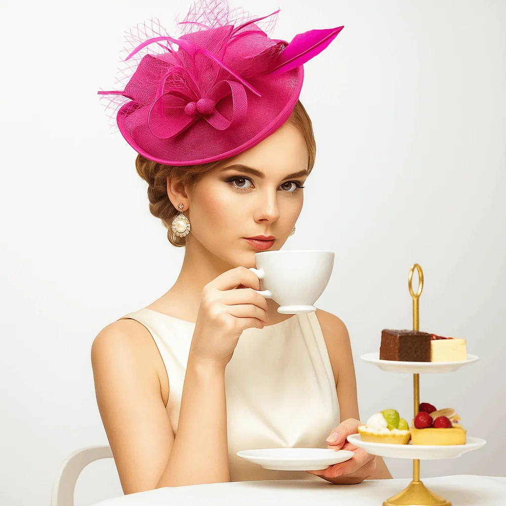 

Party Exquisite Feathers Fascinator Hat Bowknot Elegant Tea Party Mesh Hair Band Sweet Hair Hoop Bride Headdress Wedding