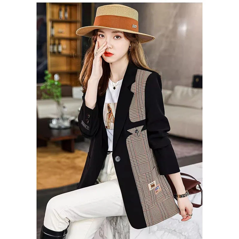 Khaki Women's Suit Jacket Post Split 2026 Spring Autumn New Style Casual Slimming Small Western Clothes Iron-Free