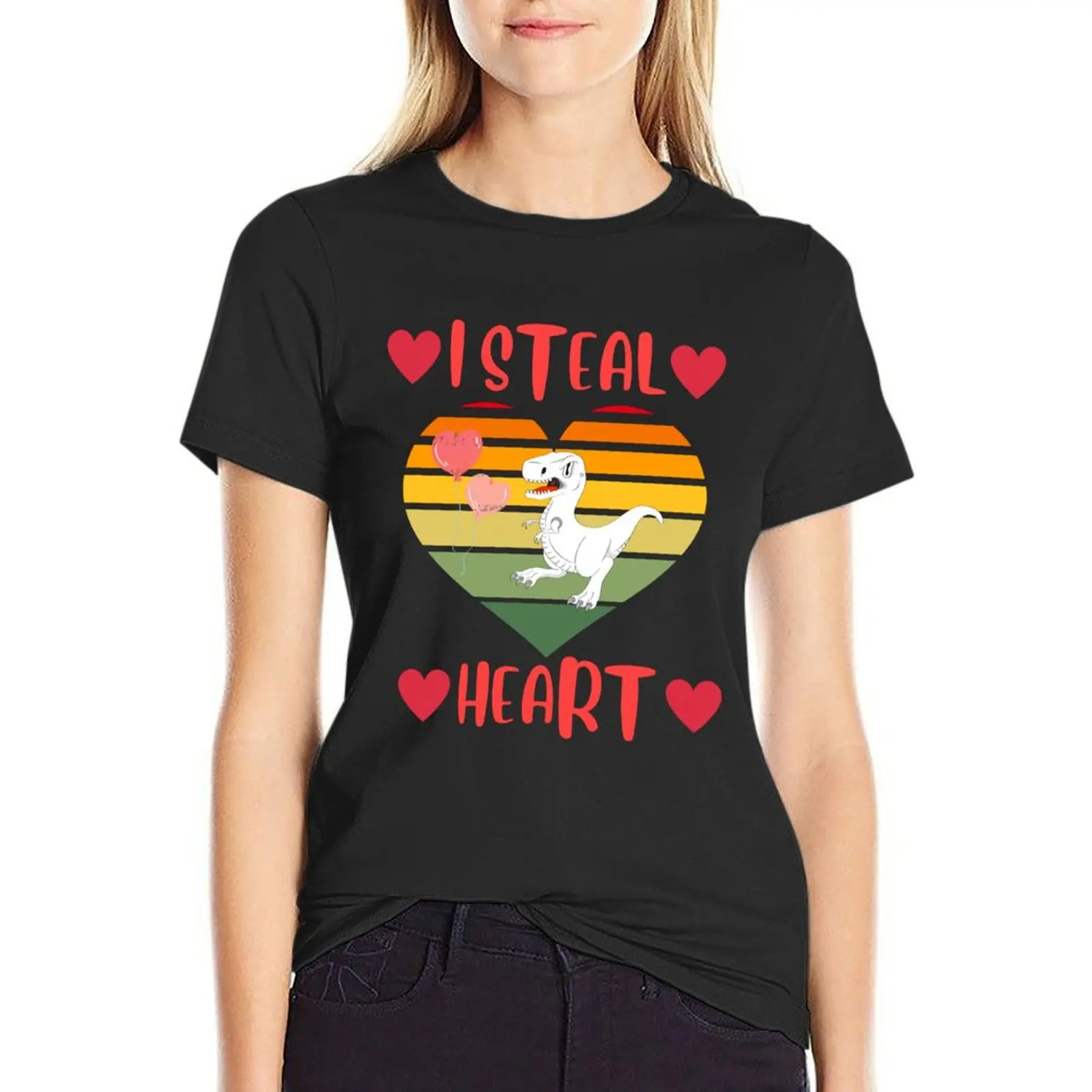 

i steal hearts t rex valentines day funny Dinosaur i steal hearts T-Shirt kawaii clothes customs design your own womans clothing