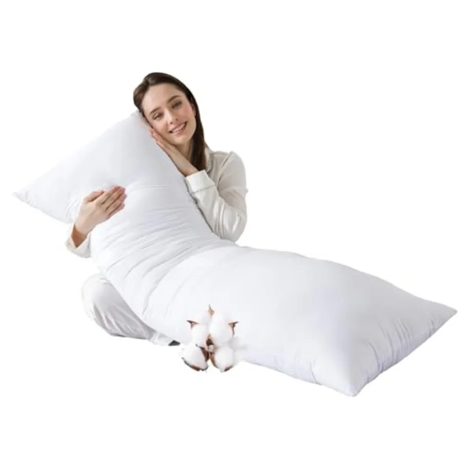 

Cotton - Cooling Breathable Full for Side Sleeper - Soft Long Bed for Adults - 20 x 54 inch