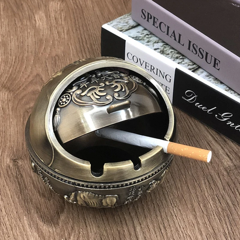 

Successed Horse Ash Tray Windproof Father Boy Friend Gift Cigarette Holder Home Decor Creative Round Shape Metal Ashtray