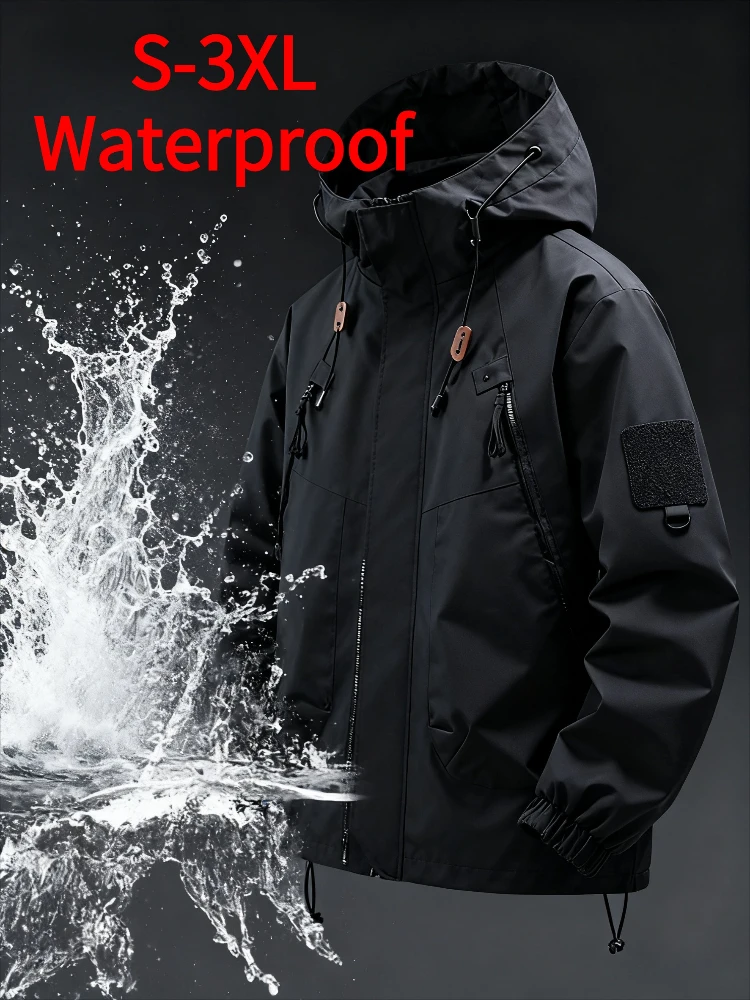 

2025 Fashion Men's Outdoor Camping Jacket Men's Autumn Loose Hooded Hiking Jackets Elegant Streetwear Harajuku Windbreaker Coat