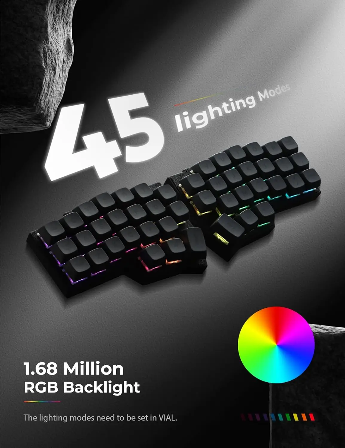 لوحة مفاتيح ميكانيكية سلكية مقسمة من CORNE V4.1 تخطيط 40% 3x6 مريح QMK/Vial Keymap لوحة مفاتيح ألعاب RGB 2.4G Dongle