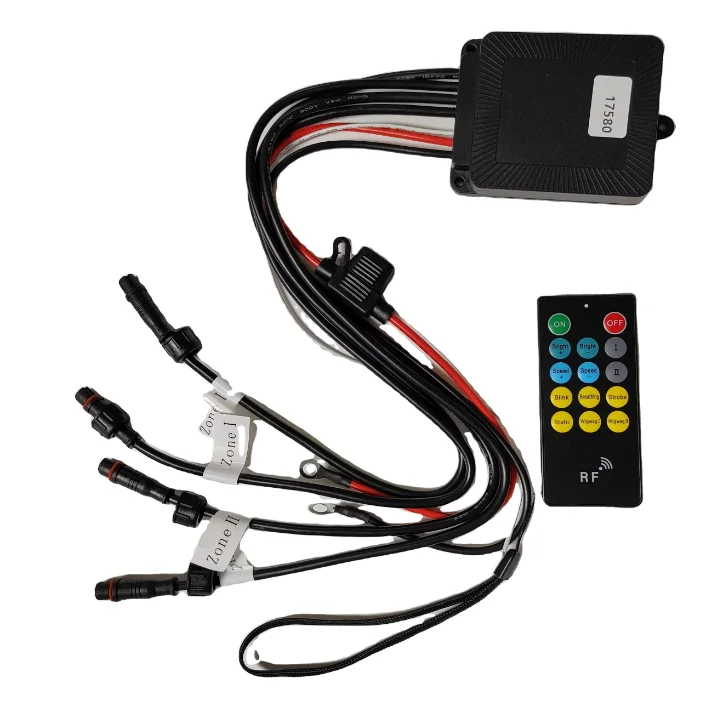 

Kingshowstar LED Remote APP Controlled Double Zones RF Controller for Pure White/RGBW Rock Lights Wheel Lights 12V 15/35/50Amp