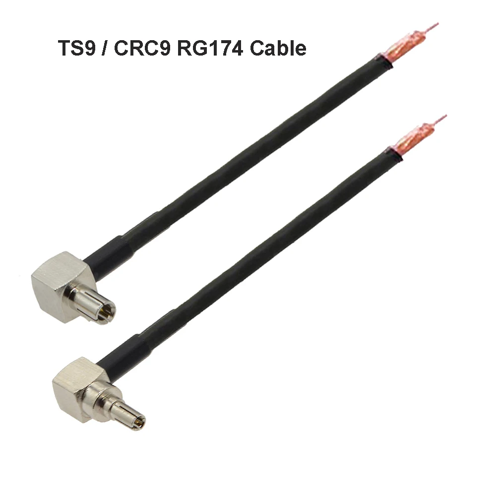 Single End CRC9 / TS9 Male Right Angle Plug to PCB Solder Pigtail RG174 Open End TS9 CRC9 Cable 15CM 30CM 50CM 1M