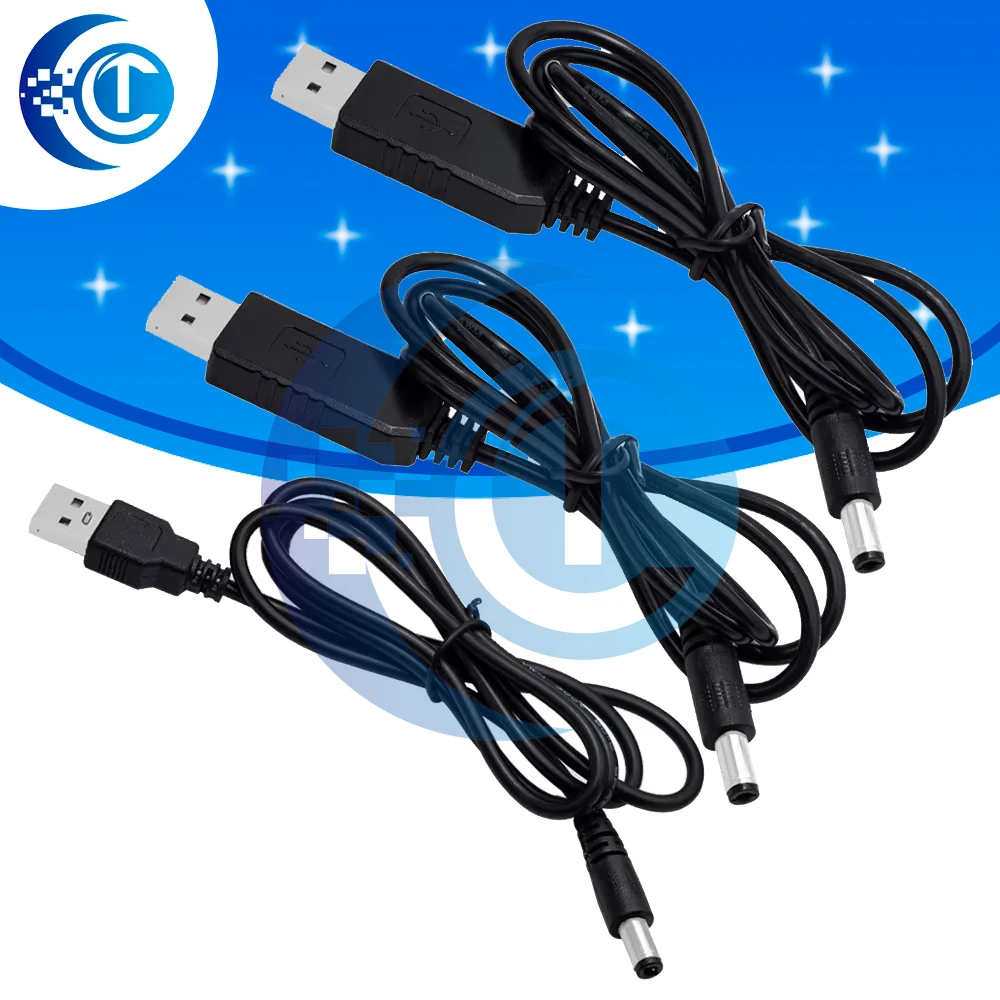 USB to DC Step-Up Converter: 5V to 9V/12V Output with 2.1×5.5mm Plug & Adapter Cable