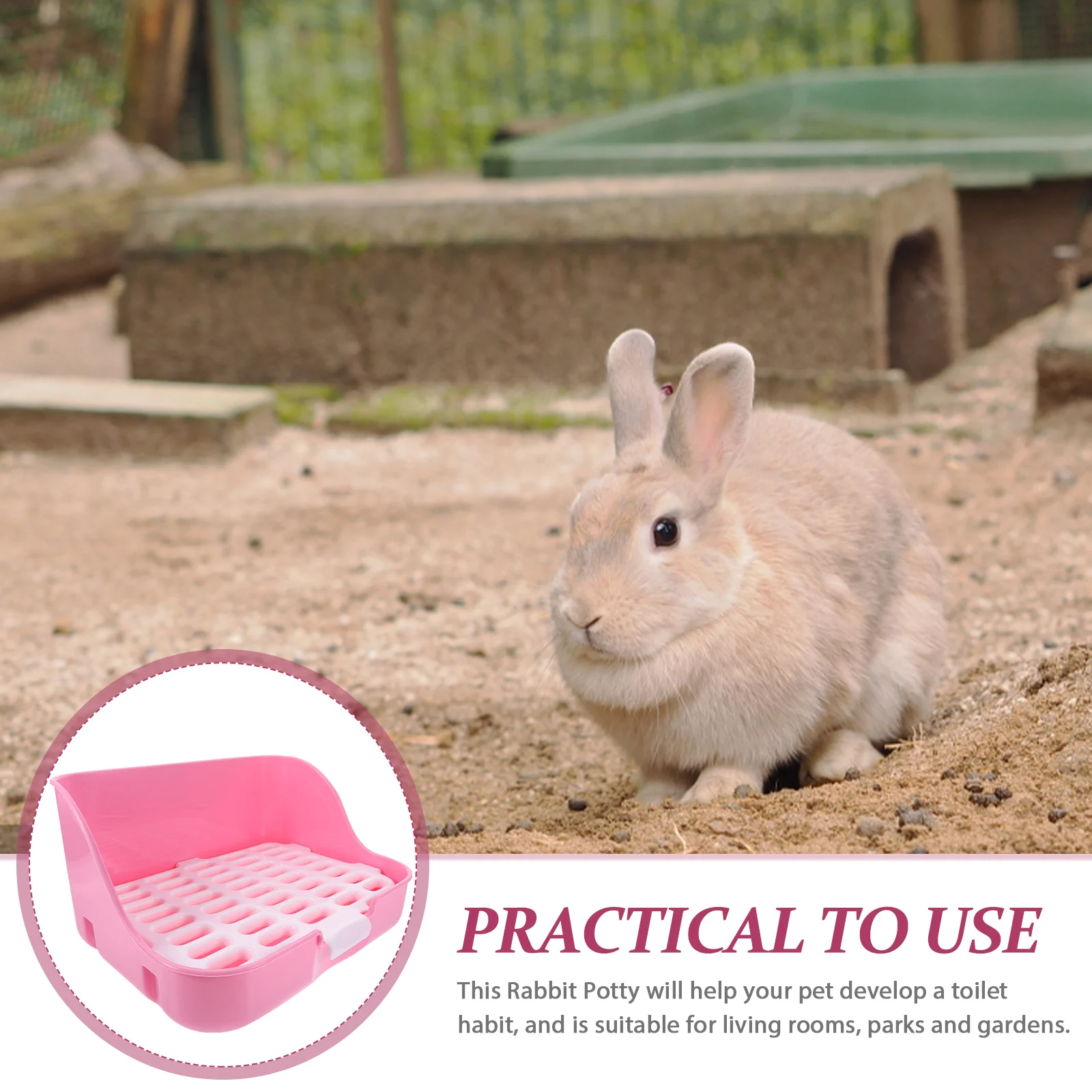 

Rabbit Litter Box Bunny Toilet Large Capacity Leak Proof Easy Clean Small Animal House Plastic Cage Guinea Pig Tray