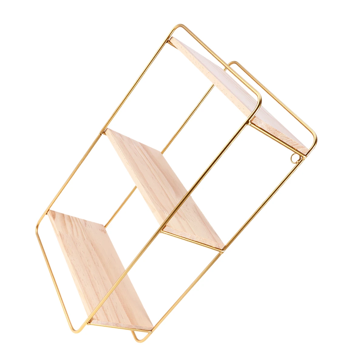 

Nordic Storage Rack Decorative Wall Shelf Wrought Iron Wire Rustic Bamboo Minimalist Rectangle Shaped Three Layer Versatile Home