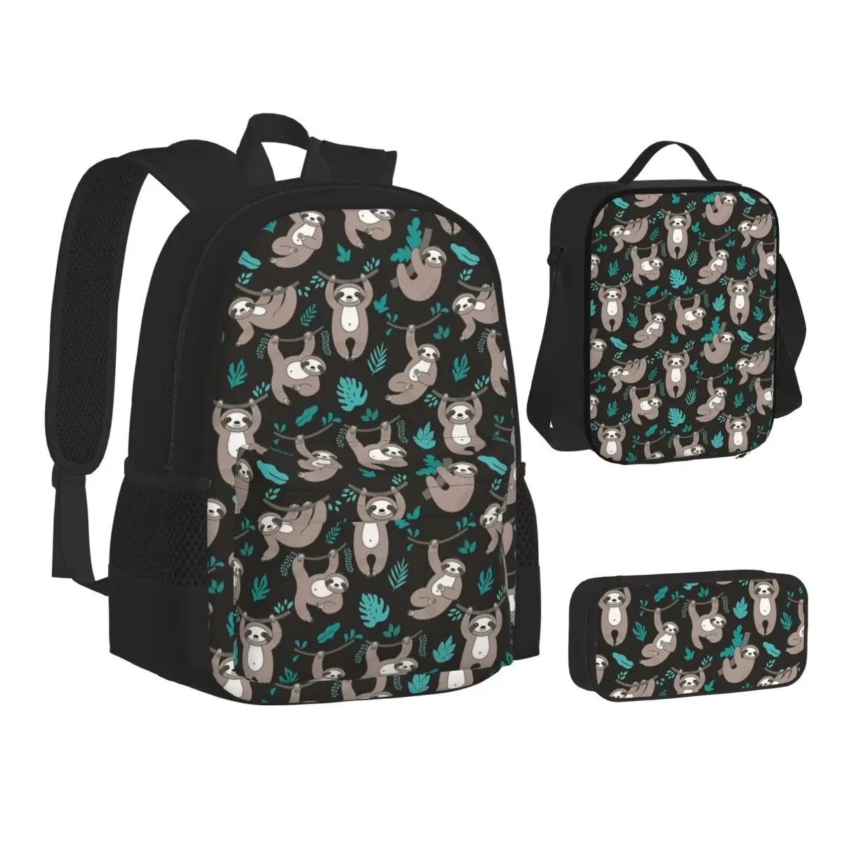 Super Cute Sloth Backpacks Students Bookbag School Bags Children Rucksack Lunch Bag Pen Bag Three-Piece Set
