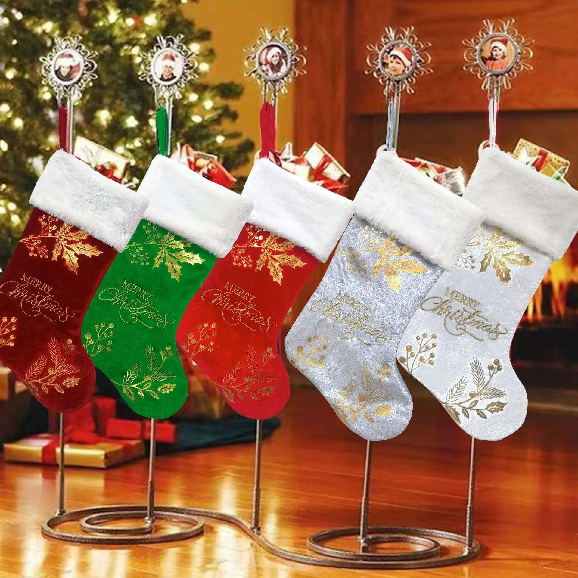 

Knitted Christmas Stockings for Candy Gifts Navidad Xmas Socks Fireplace Tree Decor Natal Home Ornaments Adornos Navideños