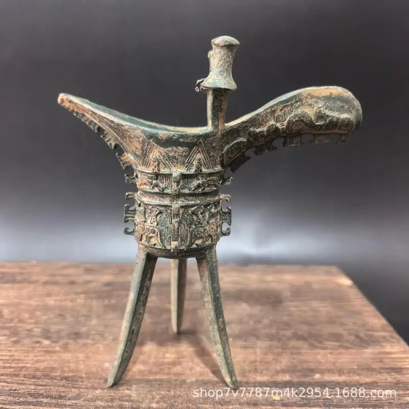 Antique Brass Craft Bronze Triangular Cup Home Living Room Decorative Ornament