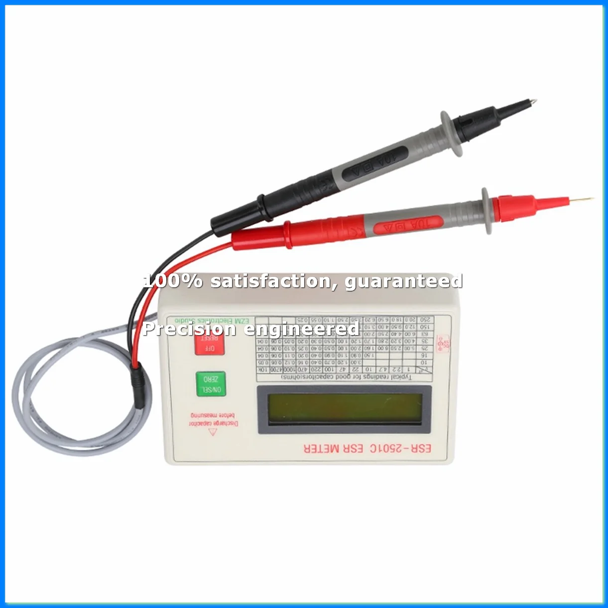 New ESR2501C Capacitor Tester Test in Circuit Capacitance Meter with Test Leads Clip Battery-A28R