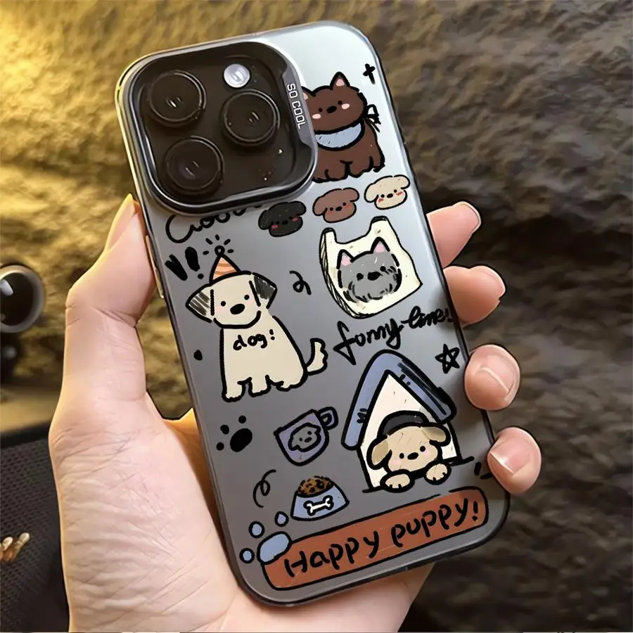 아이폰 14 15 16 플러스 11 12 13 프로 맥스 17 에어 16e용 소프트 쉘 폰 케이스 귀여운 만화 강아지 디자인